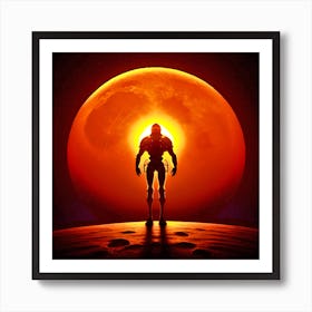 Man Standing In Front Of The Moon 1 Art Print