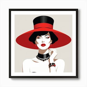 Woman In A Red Hat Art Print