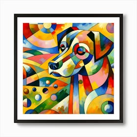 Dog With Colorful Circles Art Print