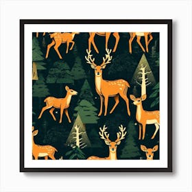 Deer In The Forest 33 Art Print