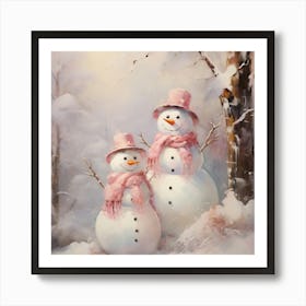 Snowman Couple 1 Art Print