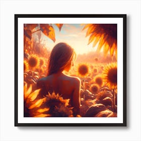 Sunflower Woman Art Print