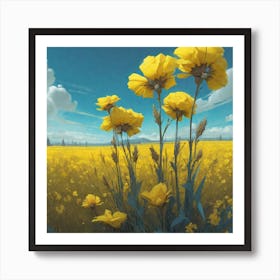 Yellow Flowers In A Field 43 Art Print