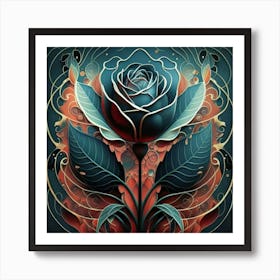 Stylized and intricate geometric black rose 12 Art Print