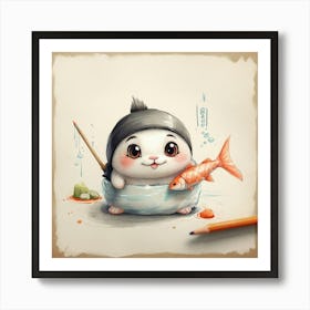 Cute Chinese Kitty Art Print