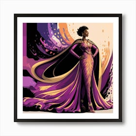 Black Woman In A Purple Dress Art Print