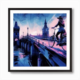 Women on bicycle 2 Art Print