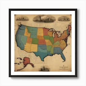 Default Vintage Map Usa Aesthetic 1 Art Print