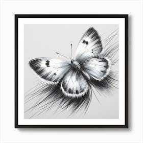 Butterfly Pencil Drawing Art Print