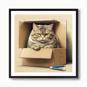 Cat In A Box 13 Art Print