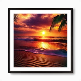 Sunset On The Beach 334 Art Print