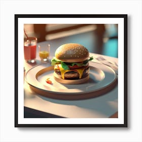 Hamburger On A Plate 99 Art Print