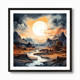 Serene Vistas Abstract Nature Art Art Print