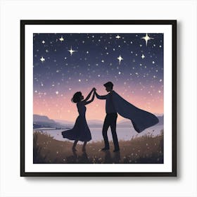 Couple Dancing Under The Stars Art Print