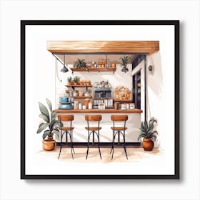 Coffee Shop Illustration Art Print