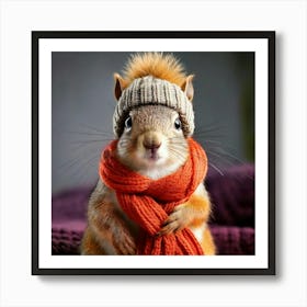 Firefly Adorable Squirrel In Cozy Knitted Accessories 54589 Art Print