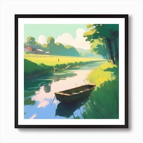 Boat On A River 3 Art Print