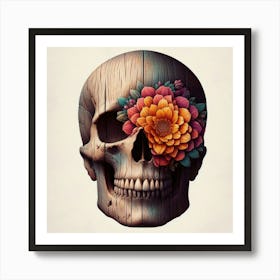 A wooden skull 3 Art Print