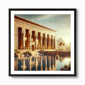 Ancient, Egyptian Temple, Adorned With Hieroglyphs, Photorealistic Art Print