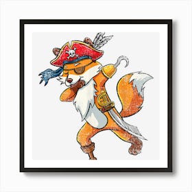 Dabbing Pirate Cute Fox Halloween Vintage Art Print