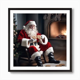 Santa Claus Eating Cookies 13 Art Print