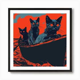 Cat In A Boat Art Print