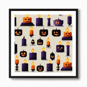 Halloween Pixel Pattern Art Print