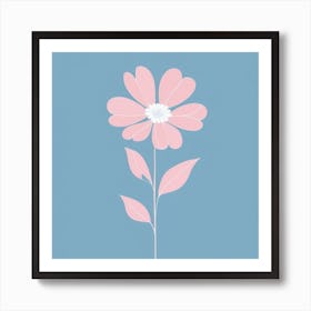 A White And Pink Flower In Minimalist Style Square Composition 439 Art Print