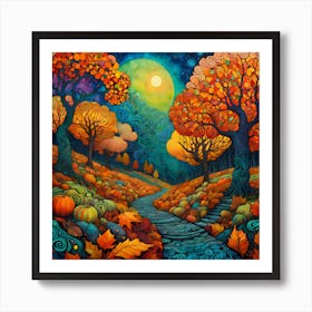 Abstract 4 Seasons Autumn Art Print