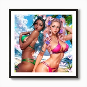 Two Women In Bikinis 29 Art Print