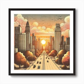 Sunset Cityscape Art Print