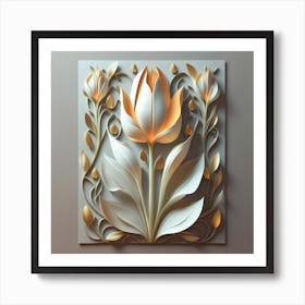 Decorated paper and tulip flower 2 Art Print