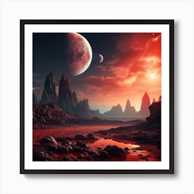 An Alien Planet With Red Sky 7:7 Art Print