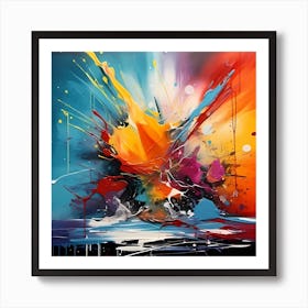 AI Symphony of Blown Snow and Colourful Dreams   Art Print