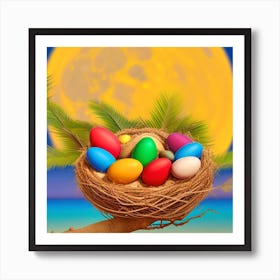 Colorful Easter Eggs In A Nest 6 Art Print