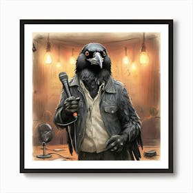 Crow In A Bar Art Print