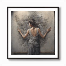 Woman With Flowers Art Print