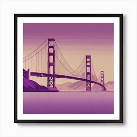 Minimalist Purple Golden Gate Bridge Art Print