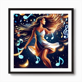 Dancer With Music Notes 2 Art Print