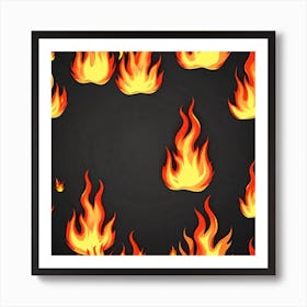 Flames On Black Background 48 Art Print