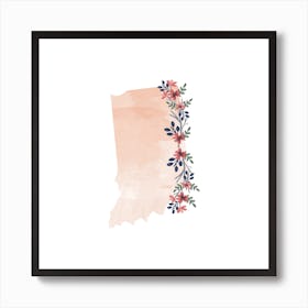 Indiana Watercolor Floral State Art Print