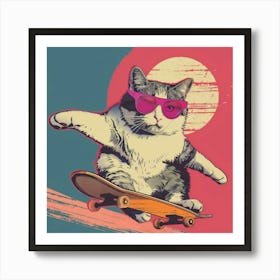 Skateboard Cat 7 Art Print