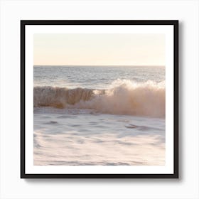 Sunset Waves In Iceland Square Art Print