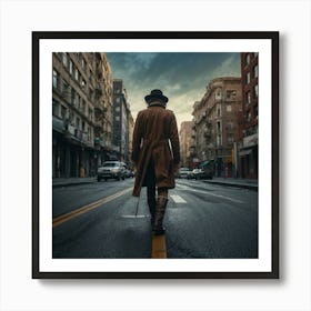 Man Walking Down The Street Art Print