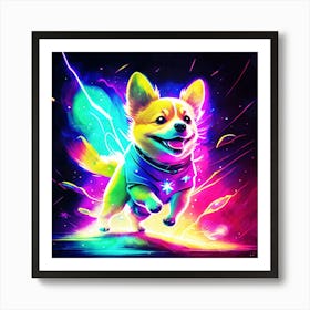 Colorful Running Dog Art Print