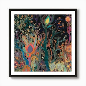 Trees Forest Mystical Forest Nature (2) Art Print