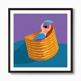 Illustration Of A Man In A Boat Art Print