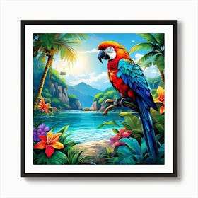 Beaches With Gentle Wave ,Tropical, pic cell art, good flowers, nice colors, flowers, trees, digital art of nature, wall art of birds, wall art of flowers, wall art of greenery Art Print