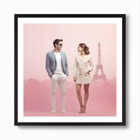 Paris Eiffel Tower in Pink Art Print