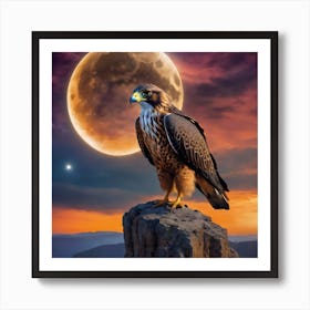 Eagle In The Moonlight Art Print